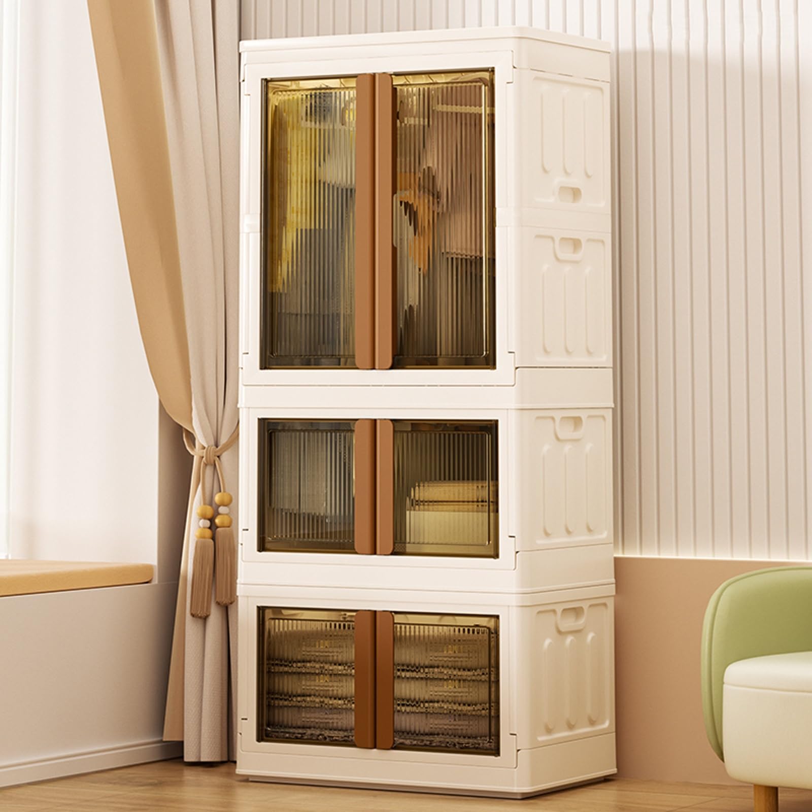 Armadio Piccolo Camera da Letto Salvaspazio Grande Capacità Cabina Armadio Componibile Legno Facile da Montare per Dormitori e Appartamenti