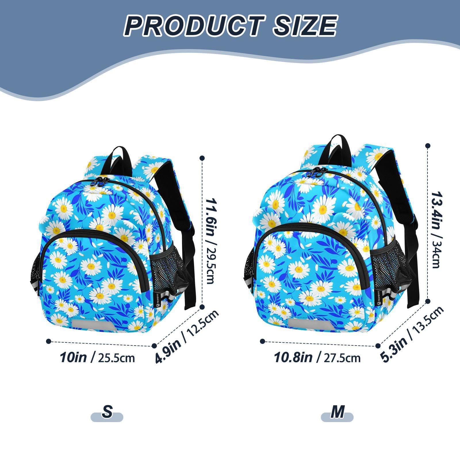 Daisy Blue Toddler Harness Backpack for Boys Girls 3-6 Years Kids Backpack with Anti Lost Safety Leash Baby Protection Backpack for Preschool Travel Walking