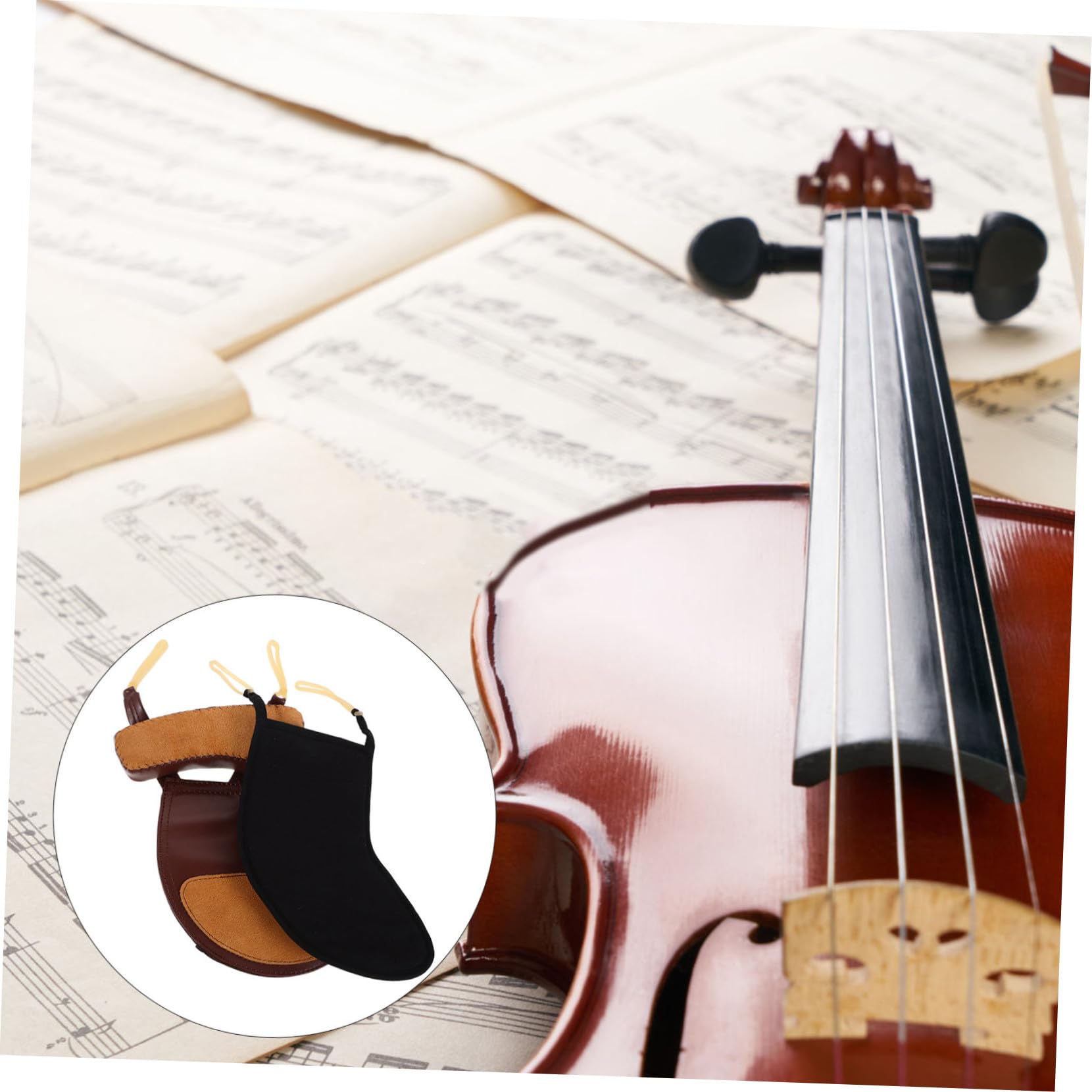 minkissy 2piezas Accesorios para Violín Almohadillas Cómodas de Algodón y Piel de Oveja para Ejecución Estable Fácil de Limpiar para Practicar Casa o Clases de Música