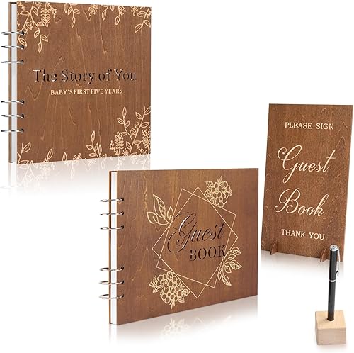 Creawoo Juego de libro de visitas de 11 pulgadas y libro de recuerdos de recuerdos para bebés