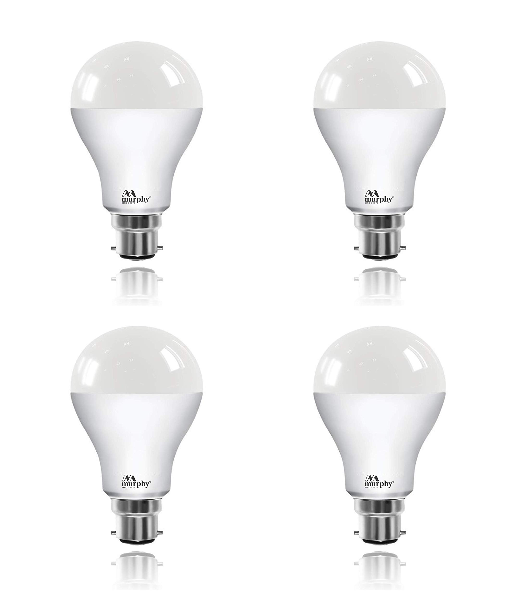 Murphy Base B22 20-Watt LED STD Bulb : Pack of 4, Warm White (Golden Yellow)