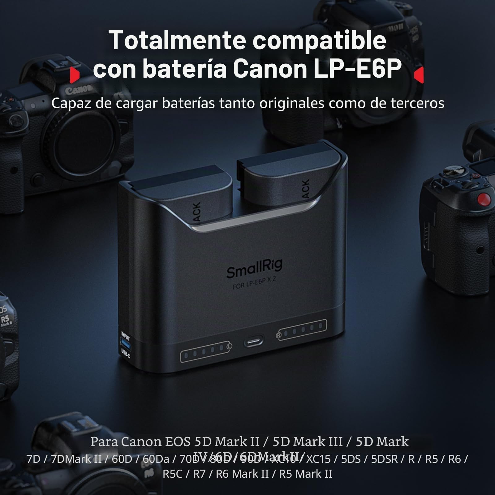 SmallRig Cargador de batería para cámara LP-E6P 5490