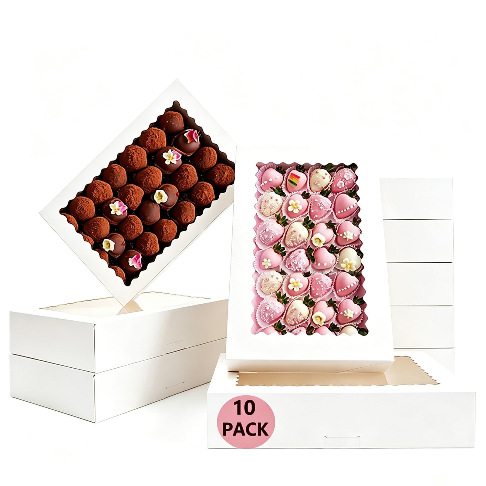 CUESVAP 10 Stück 12er Cupcake Transportbox mit Sichtfenster – Premium Kuchen Transportbox für Muffins & Torten – Einfache Montage inkl. Einsätze – Ideal für Bäckereien, Geschenke & Profi-Bäcker
