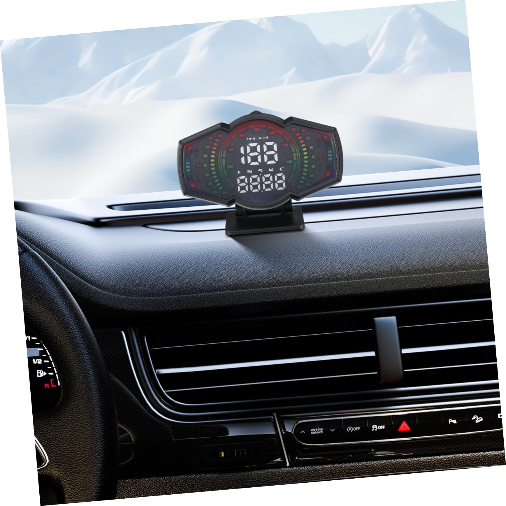 PLAFOPE Display Head-up per Auto con Gps Monitor di Velocità Digitale e Inclinometro in Abs+pc per Guida Sicura in Città e Viaggi Lunghi con Visualizzazione Velocità