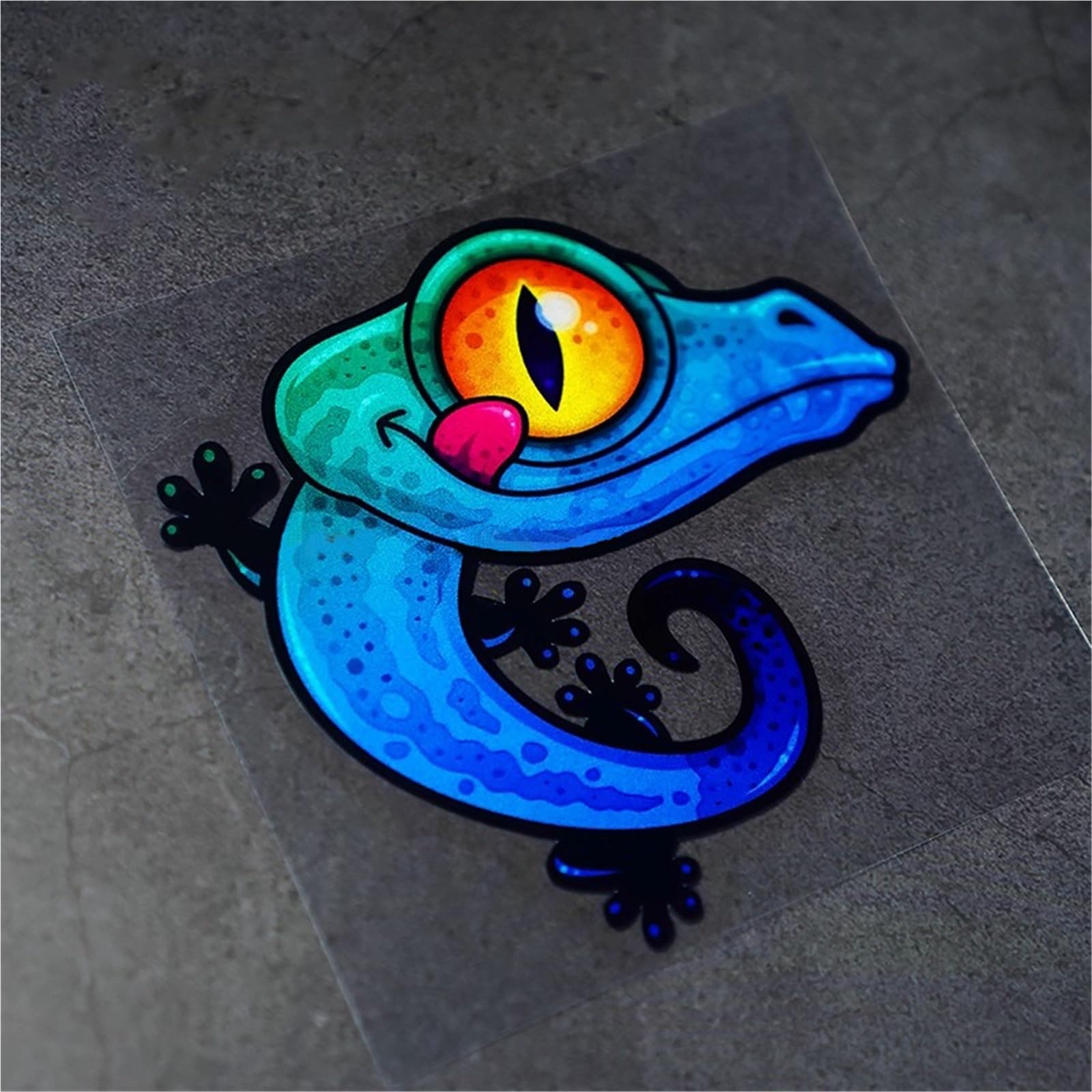 1Pc Colorful Gecko Sticker, Waterproof Decal for Motorbike, Scooter Body, Helmet Box Car Window