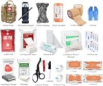 IFAK Kit de trauma avec Tourniquet. bandage israélien. Combinaisons de gaze comprimée pour les bandages de contrôle des hémorragies pour le camping, la chasse, la randonnée (noir)