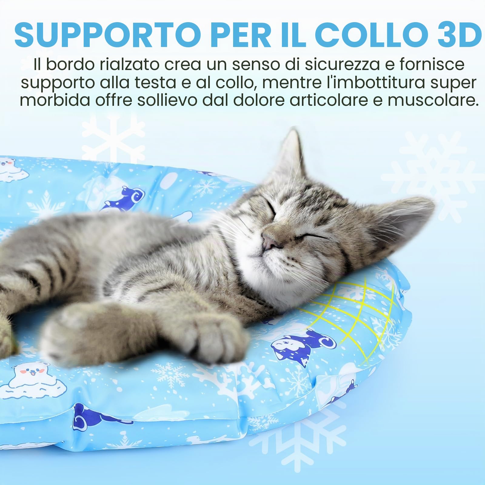 HAPPY HACHI Tappetino Refrigerante Cane, Tappeto Refrigerante per Gatti Cani in Gel Non Tossico Antigraffi Tessuto Materassino Gatto Raffreddamento per Animali Piccola Taglia in Estate (55cm)