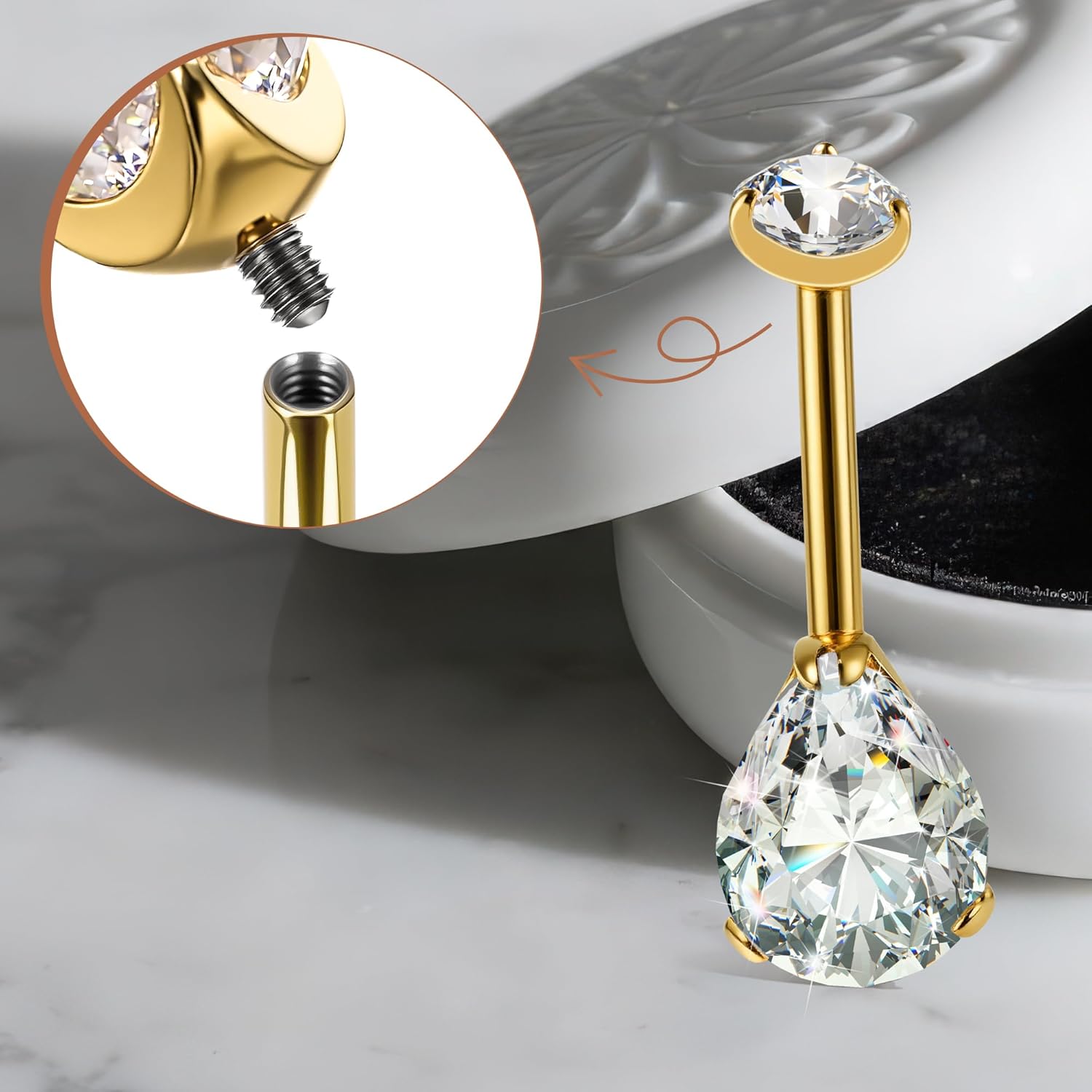 Coolrunner 14G Belly Button Ring Body Jewelry Piercing 1 Pack, Stainless Steel Silver Belly Button Ring for Women - Image 5