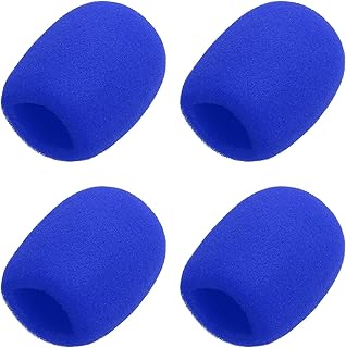 sourcing map 4 fundas de espuma para micrófono, 40 mm de diámetro interior y 10 mm de grosor, cubierta de espuma para la mayoría de micrófonos de mano, color azul