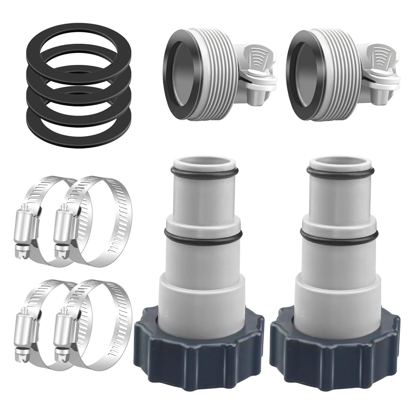 ZWWAAZHF Pool Hose Fittings Including Clamps Washers 1.5inch to 1.25Inch Threaded Adapters for Pool Pumps Connection Hose Adapter
