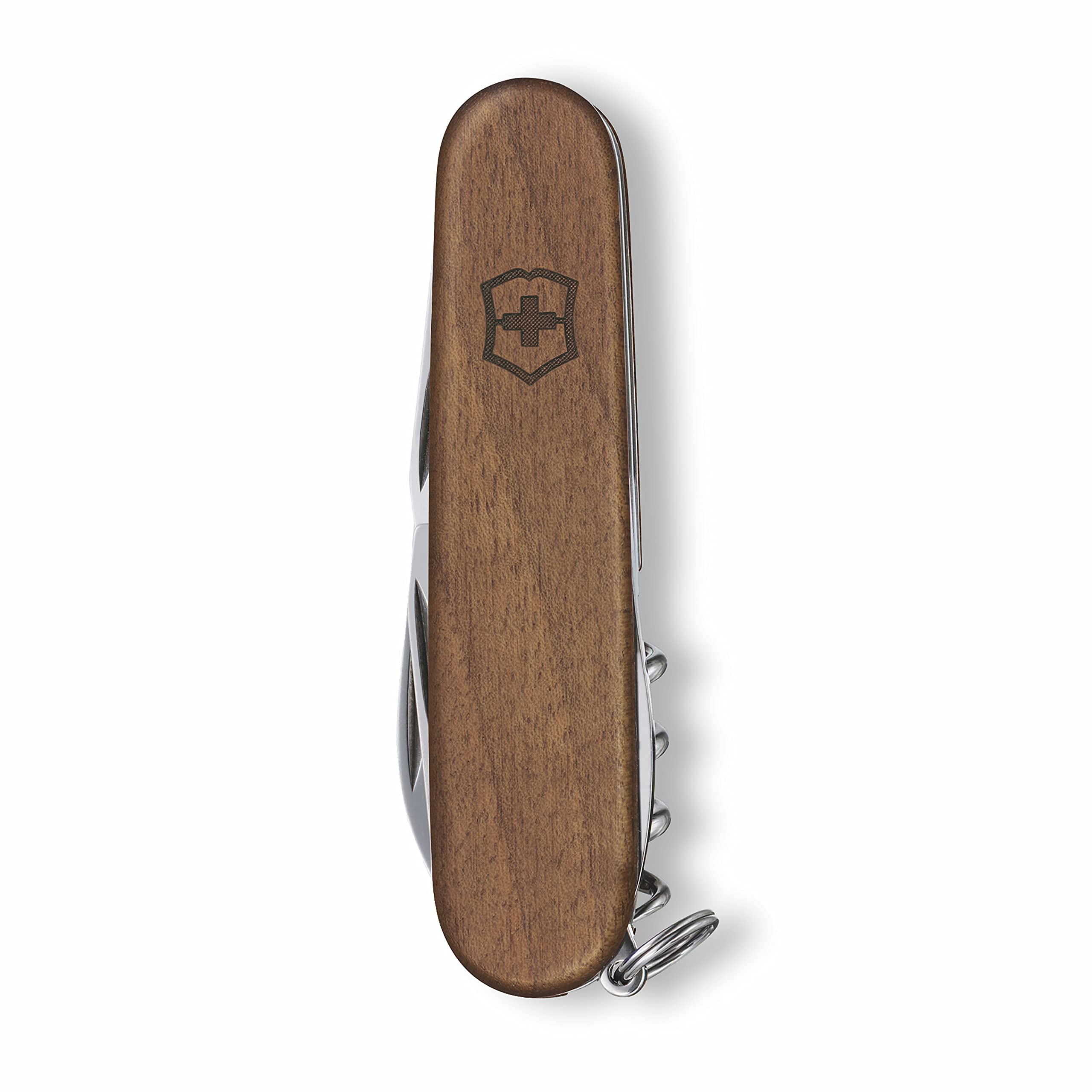 Victorinox Coltello da Tasca Wood in Legno con Incisione I Regalo per Uomini Donne I per Compleanno I Svizzero Personalizzato Impugnatura Lama