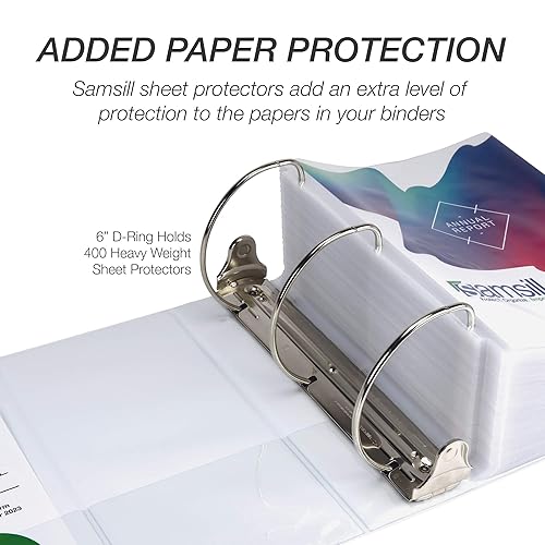 Vista 343 de Samsill Carpeta duradera de 1.5 pulgadas, fabricada en los Estados Unidos, carpeta de anillos en D, carpeta transparente personalizable, color Negro
