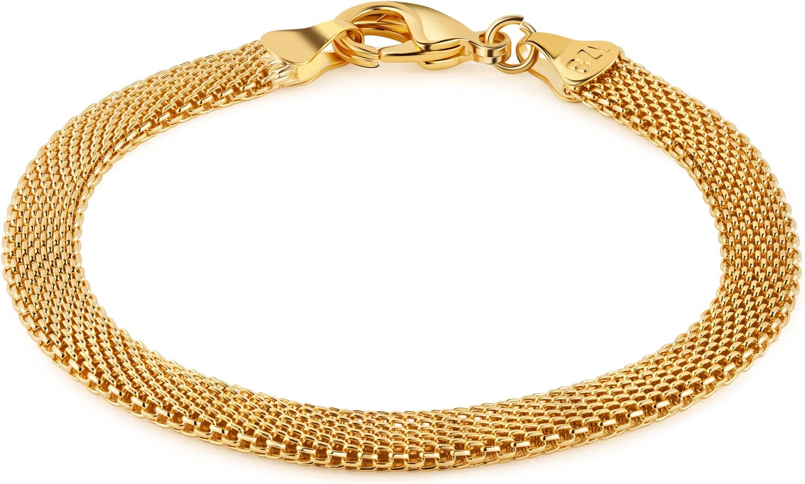 18K Gold Plated Mesh Bracelet for Women 7.5 Inches - Made In Brazil