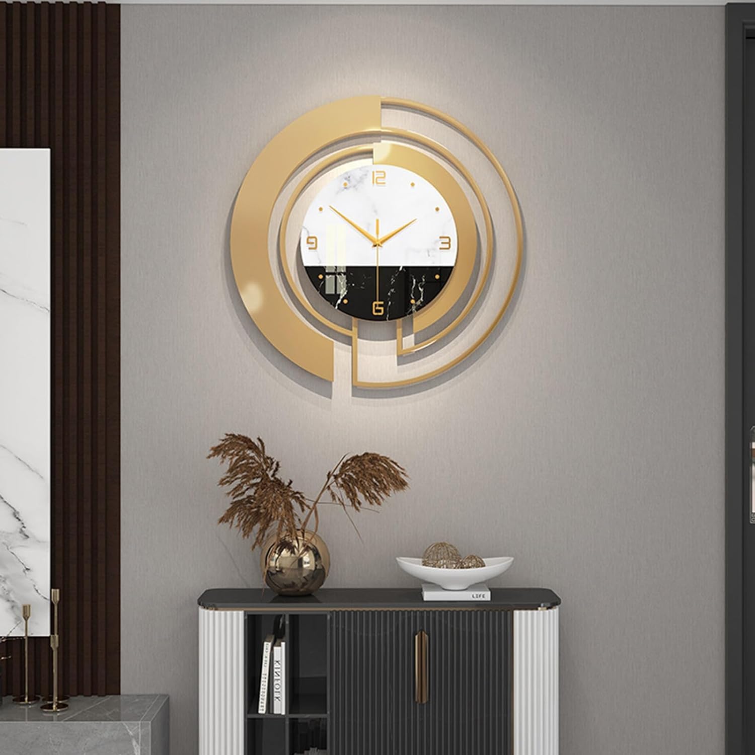 SaryEdge Wall Clockmodern Design Wall Clock, 45Cm Large Round Wall Clock, Wall Decoration Clock, Silent Quartz Walls for Living Room Bedroom Kitchen-C,B,B,B