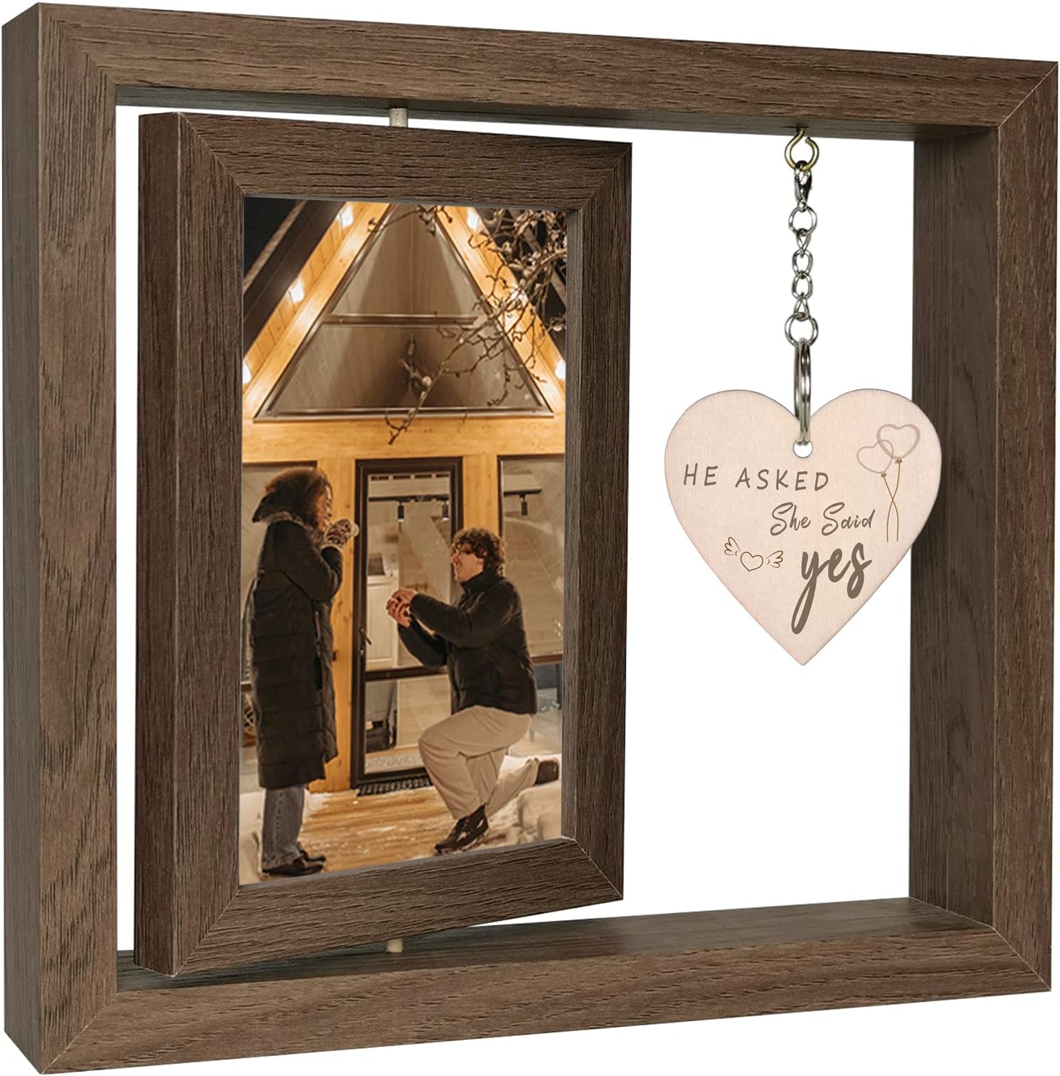 He Asked She Said Yes Engagement Gifts Photo Frame, Wedding Engagement Gifts for Couples (Dis Two 15x10 cm)