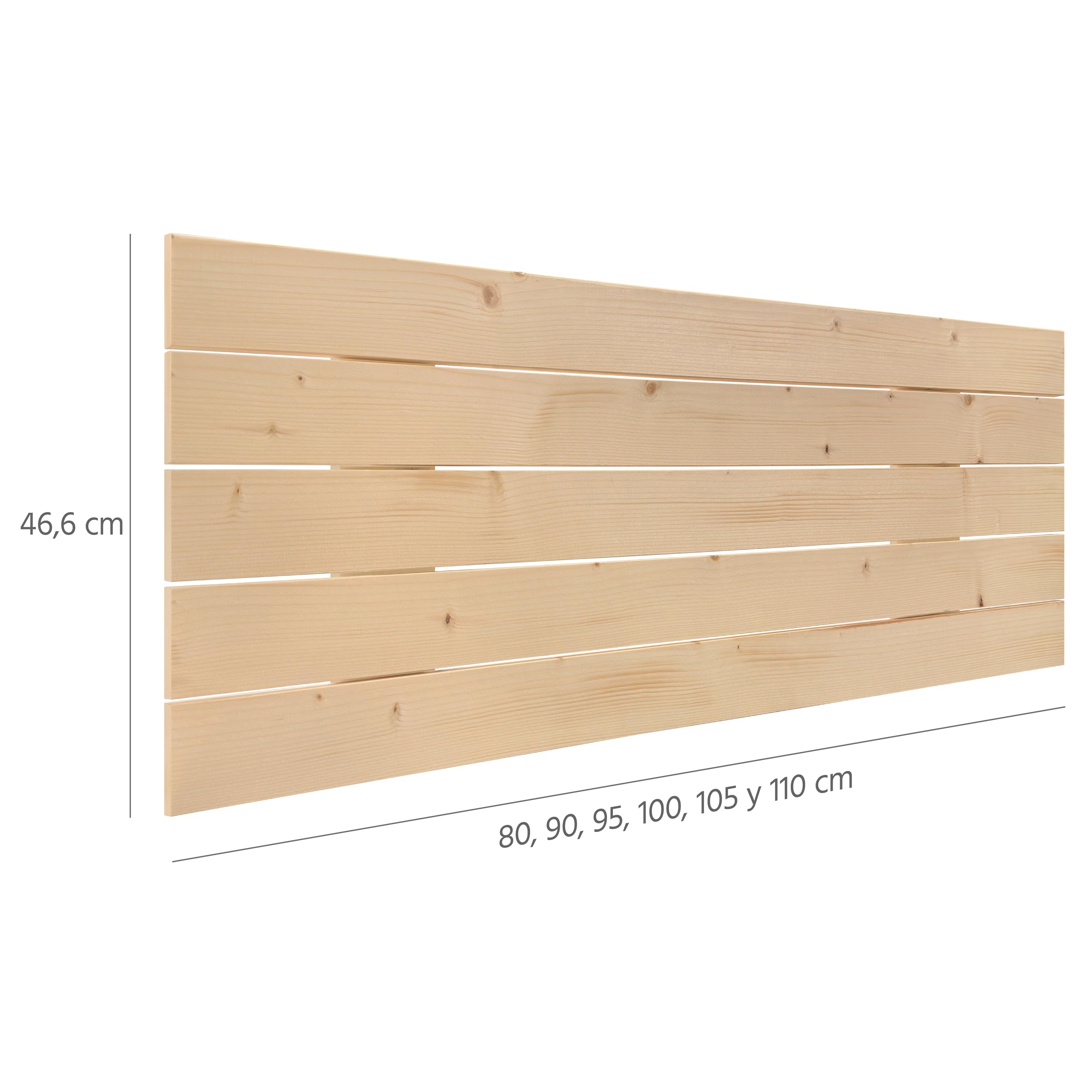 DHOME Kopfteil aus Natürlichem Kiefernholz im Horizontalen Palettenstil für Palettenbett Beschläge Inklusive (100cm, Naturholz aus Kiefer)