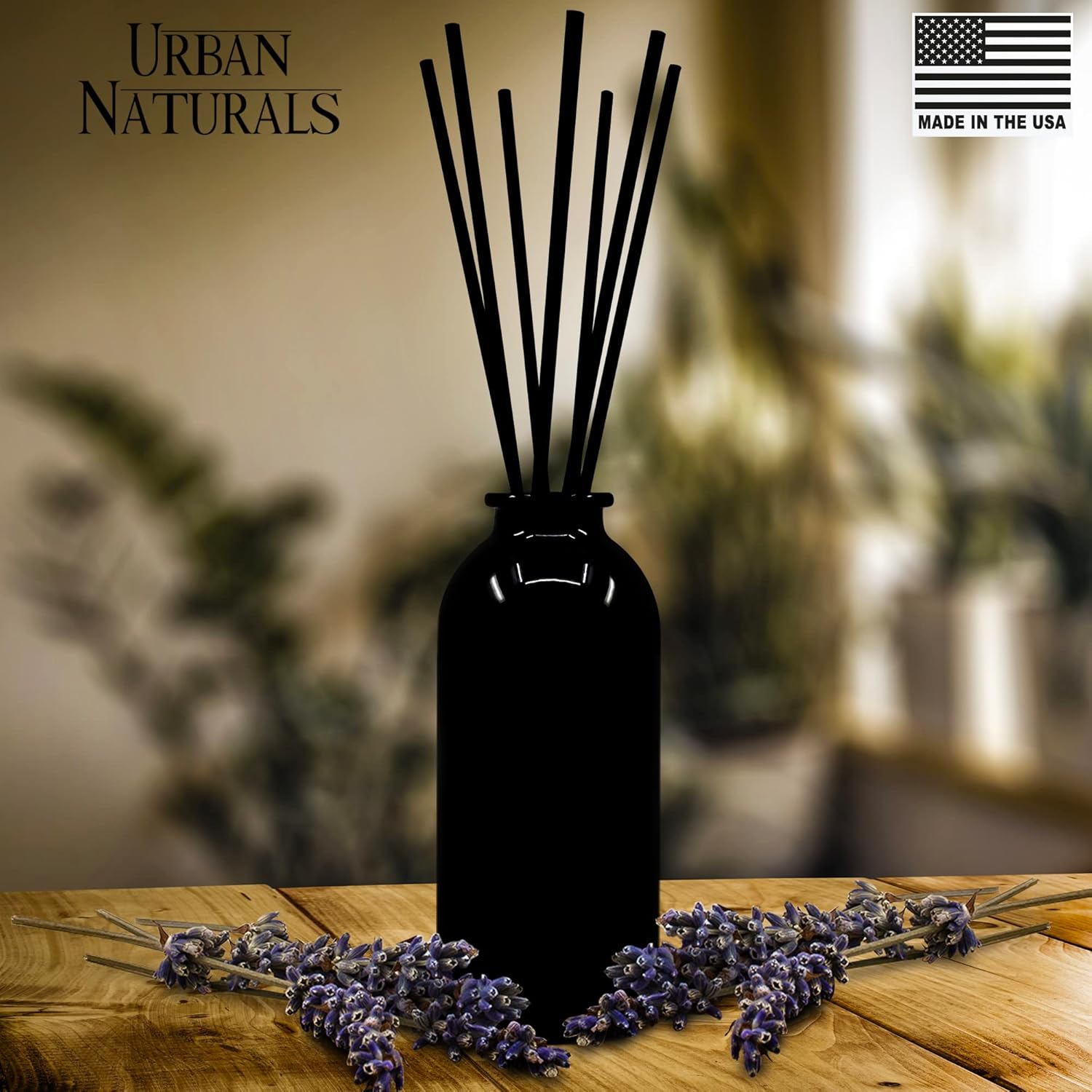 Urban Naturals Lavender Fields Reed Diffuser Refill, 4 oz, Bundle with Lavender Fields Reed Diffuser Set - Made with Essential Oils in The USA