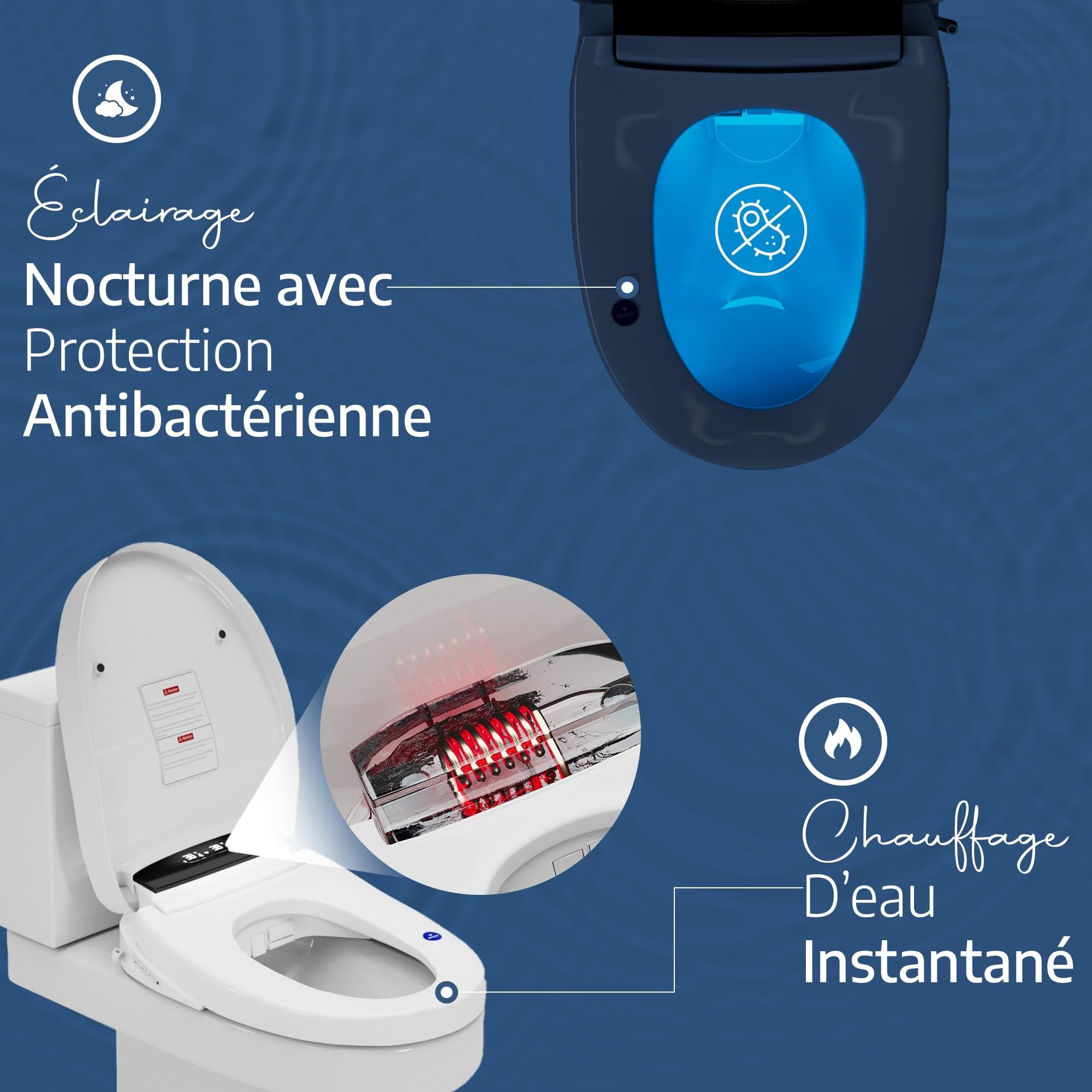 Marque Française : Siège Toilette Japonaise Complet, Abattant WC Japonais Electrique Lavant Séchant avec cuvette Japonaise Chauffante et Innovante, Bidet WC eau chaude, Confort et Élégance
