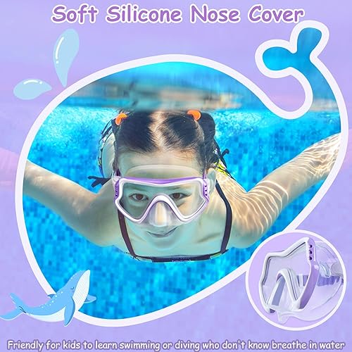 Miniatura 4 de Gafas de natación para niños con cubierta de nariz para jóvenes de 8 a 15 años, antivaho HD Visión Gafas de piscina gafas de natación de agua