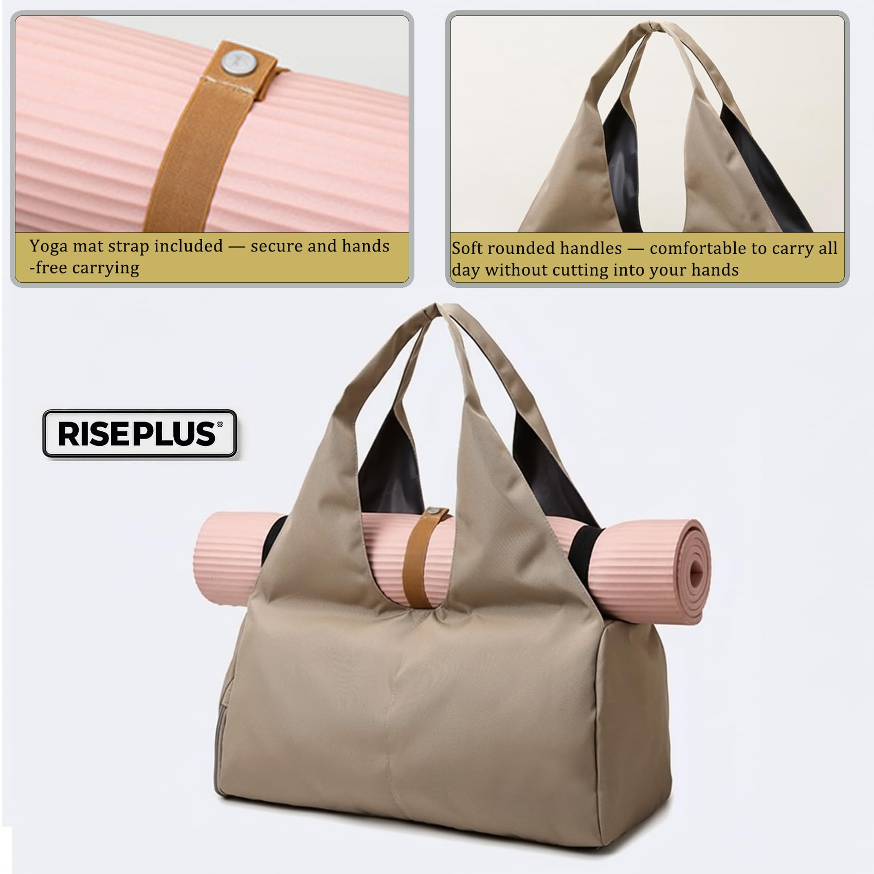 Borsa Palestra Donna Uomo con Porta Tappetino Yoga – Borsone Palestra con Scomparto Scarpe & Sacca Impermeabile, Borsa Yoga Fitness Pilates Borsone da Viaggio 32L