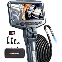 Daxiongmao 2-Way Articulating Borescope, 4.5" IPS 1080P HD Endoscope with LED Lights, IP67 Waterproof Snake Inspection Camera, 5FT Probe for Auto Engine, HVAC Duct, Plumbing Pipe Wall Inspection