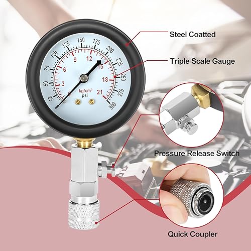 Miniatura 13 de BETOOLL HW0130 8pcs Kit de comprobador de compresión de cilindro de motor de gasolina medidor de herramienta automotriz