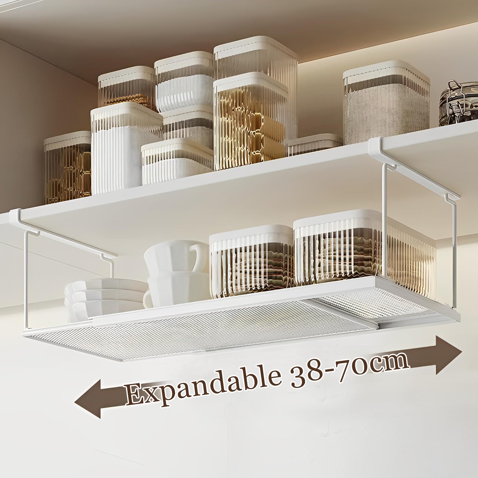 Cesto portaoggetti estensibile sotto mensola cesto sotto ripiano organizer dispensa multifunzionale,per la cucina Cestello Sottoripiano Cesto Portaoggetti da Appendere