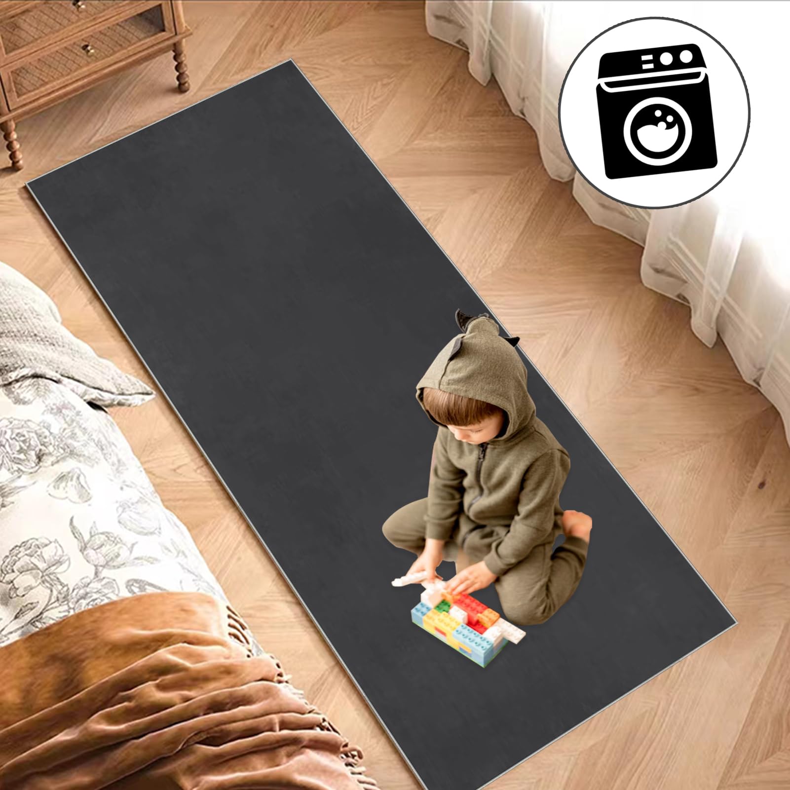 Dywan do korytarza antypoślizgowy dywan kuchenny zmywalny dywan długi korytarz 80 x 300 cm dywan salon krótkie włosie dywan przedpokój wejście wycieraczka długi wąski dywan do jadalni