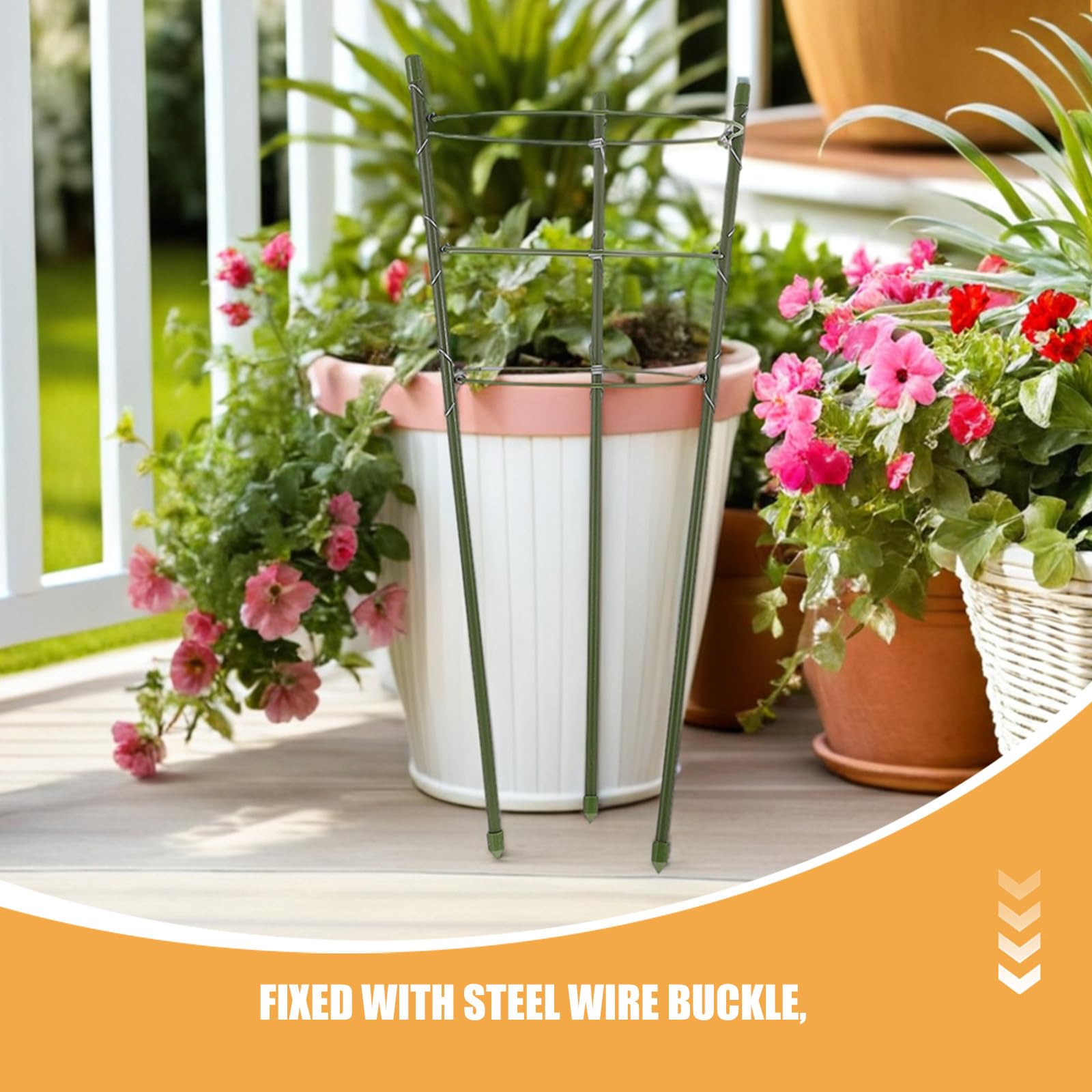Gatuida Lot de 6 Tuteurs à tomates - Cage de Support Ronde en Plastique pour Plantes grimpantes d'intérieur et d'extérieur - Structure Robuste pour Plantes grimpantes, idéale pour Le