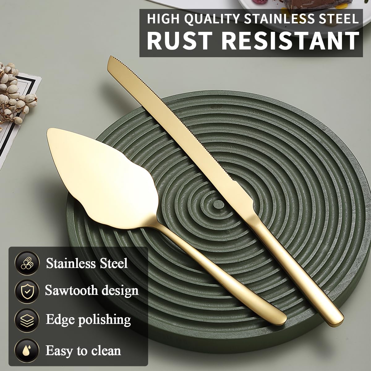 Set Coltello E Server Per Torte Nuziali - 2 Pezzi In Acciaio Inossidabile | Per Matrimoni, Compleanni E Feste