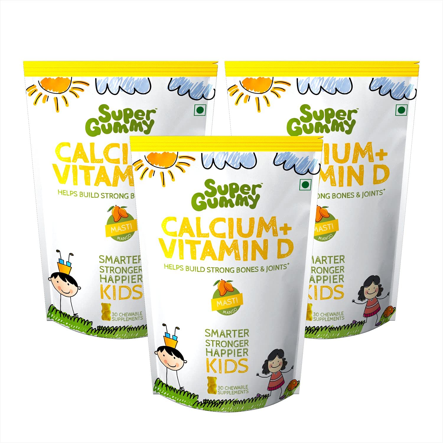 Super Gummy Calcium & Vitamin D Gummies for Kids to Build Strong Bones and Joints (30 Chewable Gummy Bears) - Pack of 3 (B092W7K7G8) Amazon Price History, Amazon Price Tracker