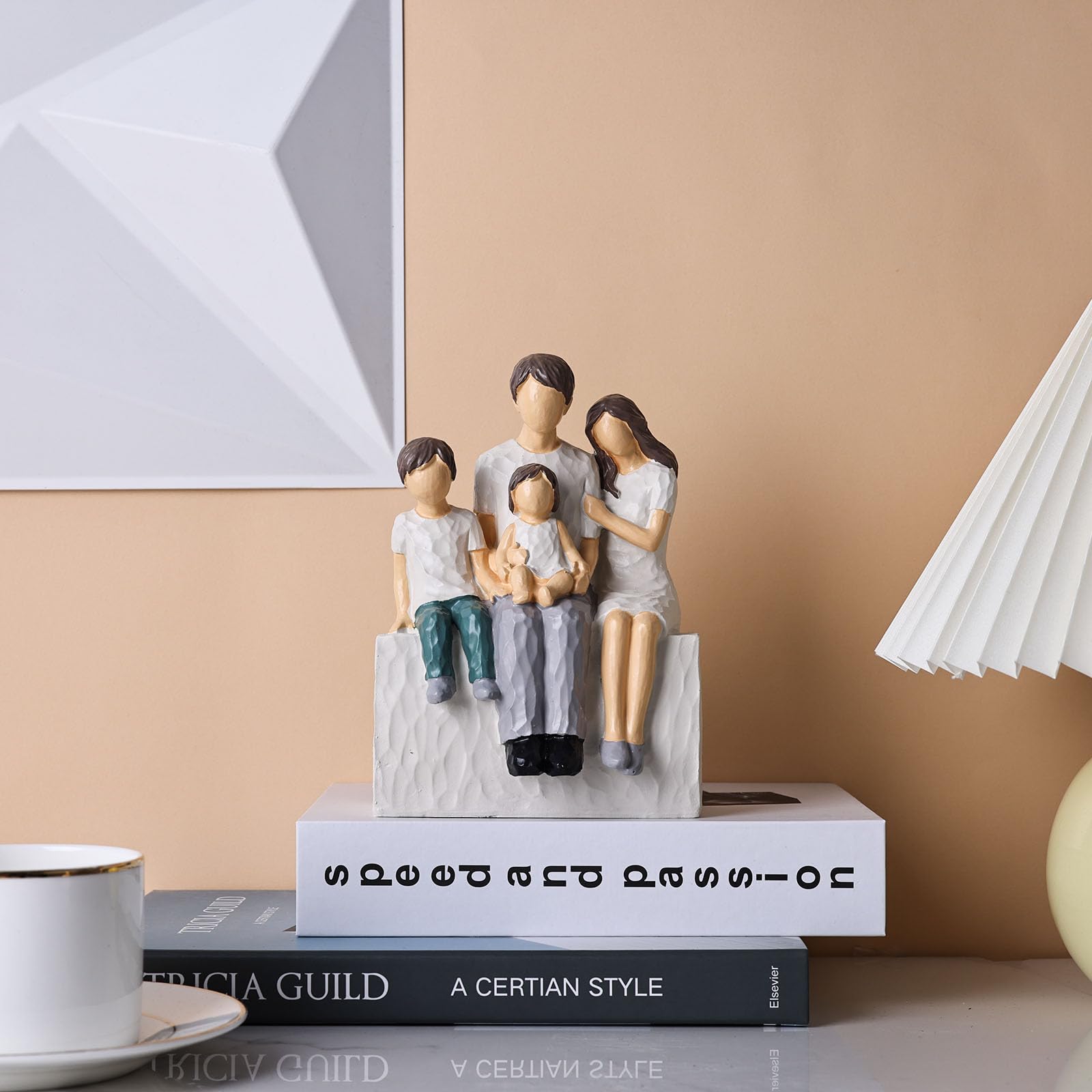 XMGZQ Famiglia di 4 statuette, idee madri personalizzate, statua di mamma, papà, figlio, figlia, madre e bambino, genitori e bambini, compleanno per moglie da marito