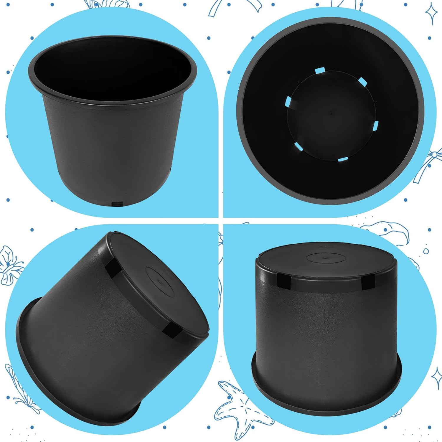 10 Gallon Pots for Plants Plastic Nursery Pot with Drainage Holes Garden Flower Pots Suitable for Cuttings Succulents Flowers Home Garden Transplanting Seedlings 10 Pcs