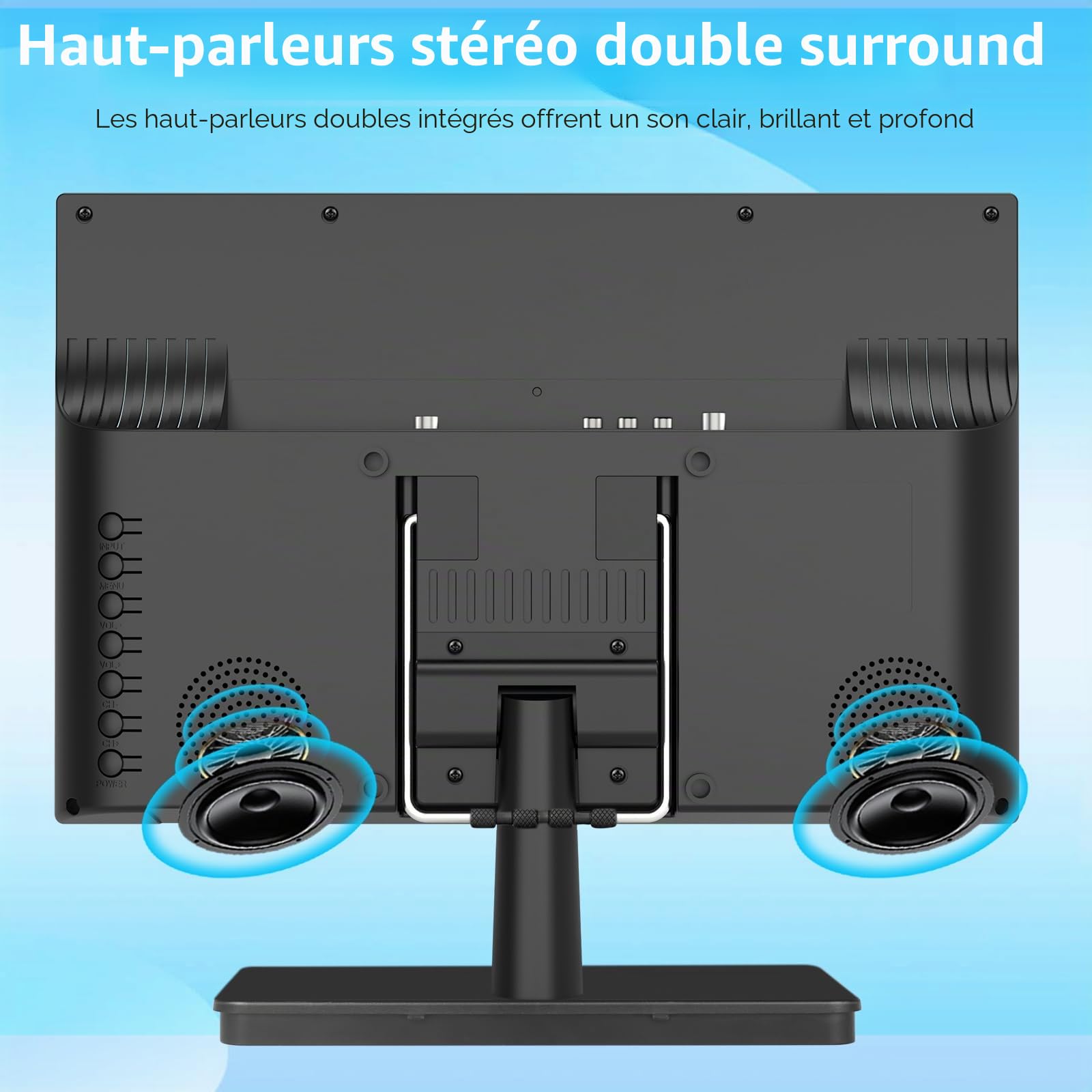 ZOSHING Petit téléviseur 12,5" avec tuner numérique T2 Freeview, casque, ports HDMI et USB et entrée DC-12 V, pour mini chambre, cuisine, caravane