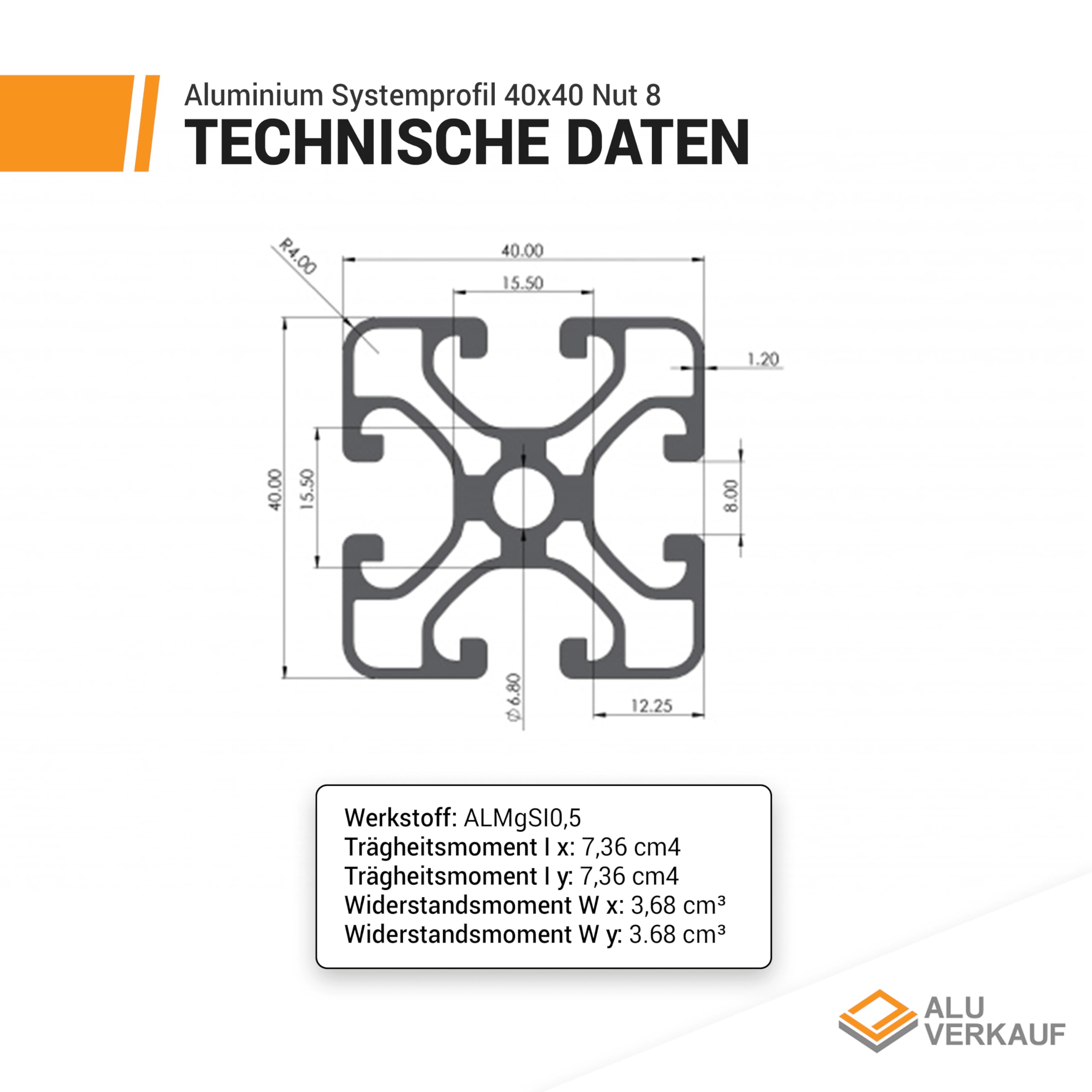 Alu-Verkauf Aluprofil 40x40mm Nut 8-1x Aluminium Profil 1100mm - Maße & Stückzahlen wählbar - T-Nut Schiene - Systemprofil aus Aluminium für Profis und Hobbyanwender