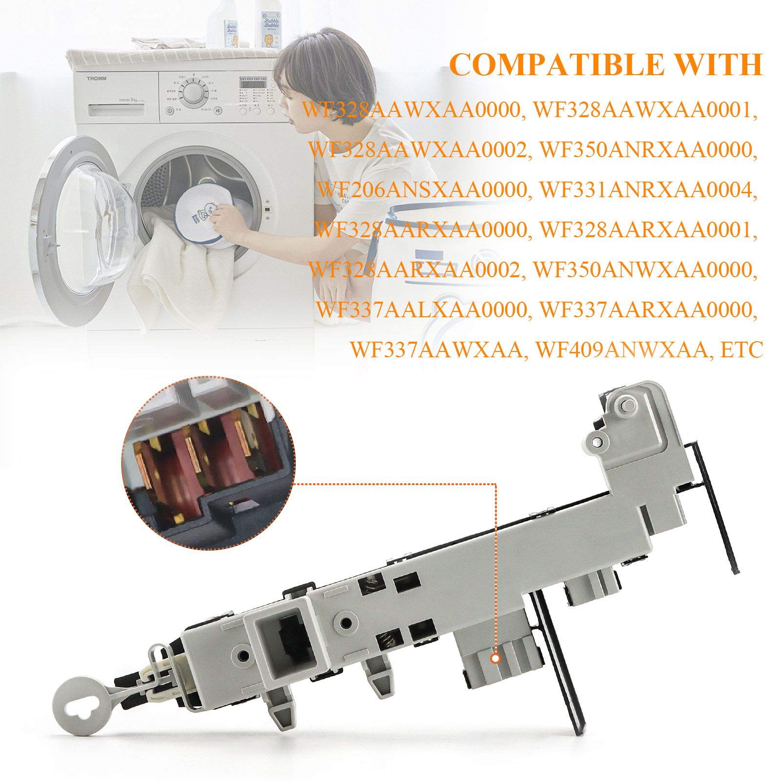 OEM 8182634 461970200692 Washer Door Lock Switch for Ken.more & Whirlpool &Samsung Washers - Replaces 8181700 DC64-00519B 34001265