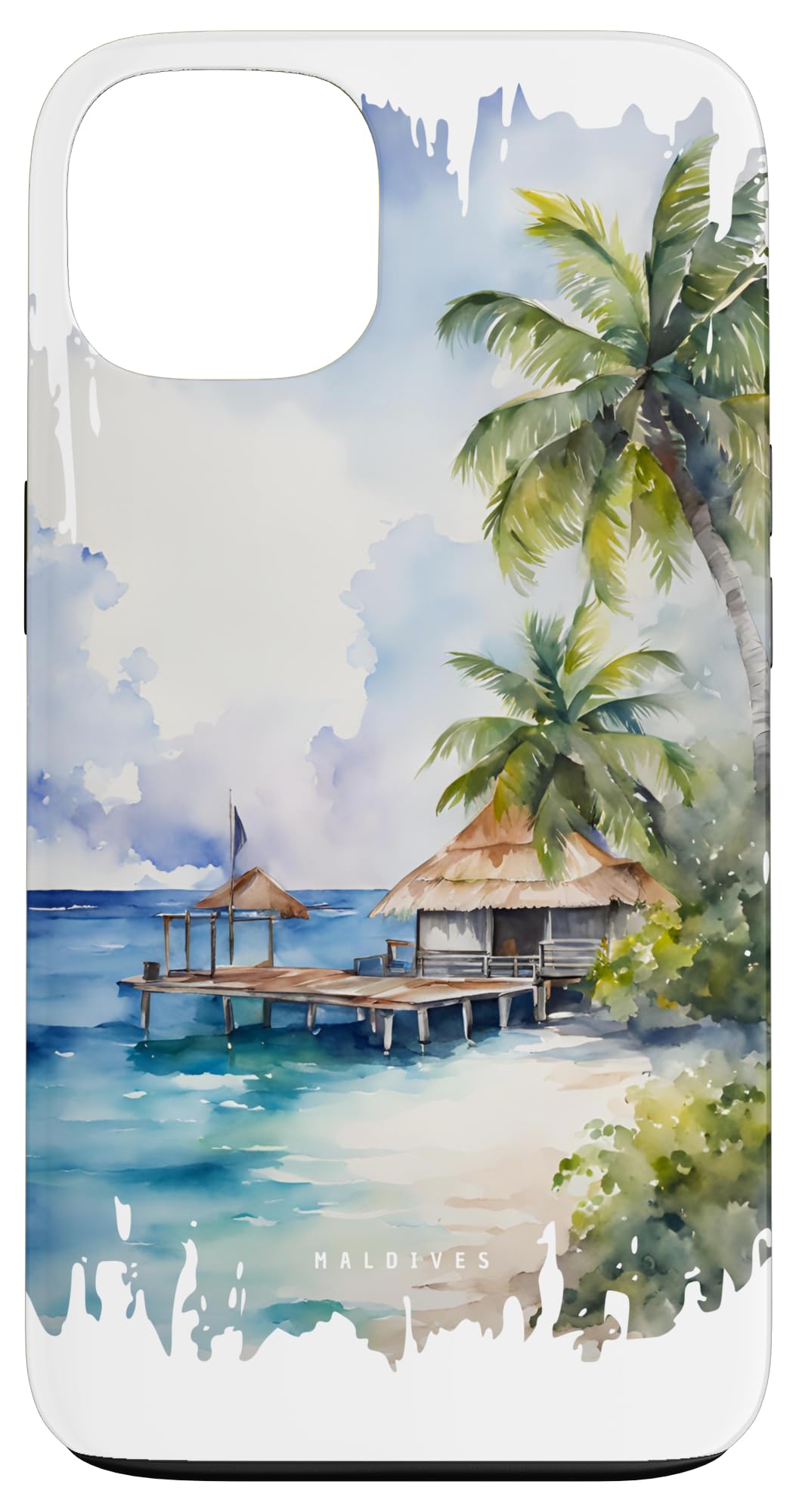 Maldives Island Painting Watercolor Vintage Case for iPhone 13