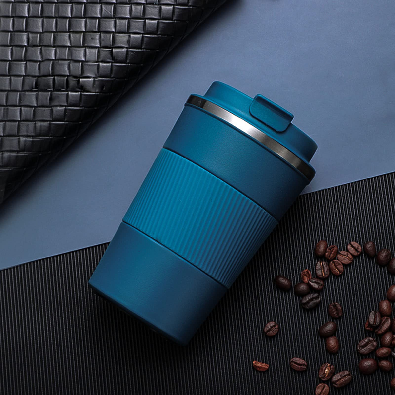Reise-Kaffeebecher auslaufsicher, isolierter Kaffeebecher to go, Wiederverwendbare Kaffeetassen mit Siegeldeckel (Himmelblau)