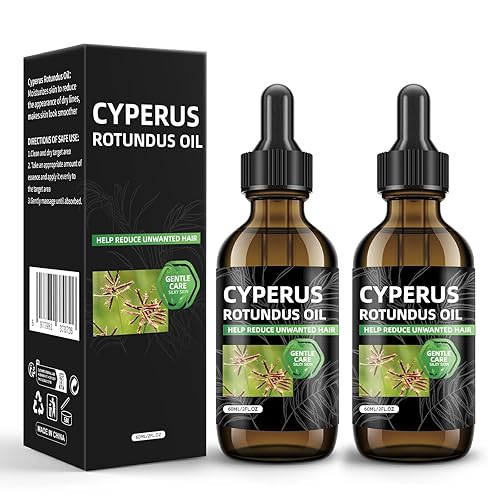 Nodfens Aceite Cyperus Rotundus para depilación, 2 unidades de aceite de Cyperus natural de 2.1 onzas líquidas para reducir el crecimiento del vello