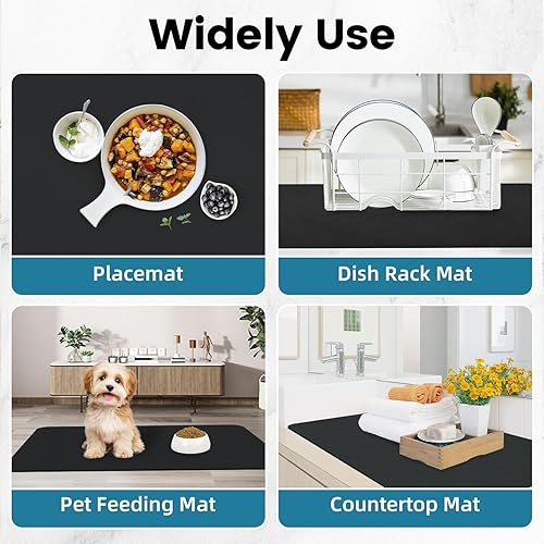Miniatura 9 de PoYang Tapete de café extragrande de 31.5 x 17 pulgadas, accesorios de barra de café para encimera, tapete absorbente para secado de platos,