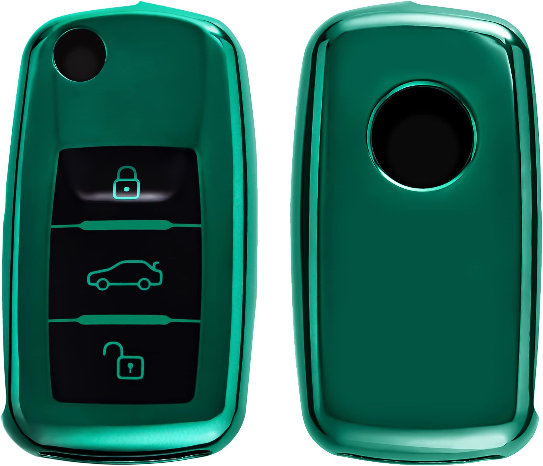 Kwnobile Autoschlüssel Hülle Für VW Skoda Seat - Silikon Cover Für 2-Tasten Klappschlüssel