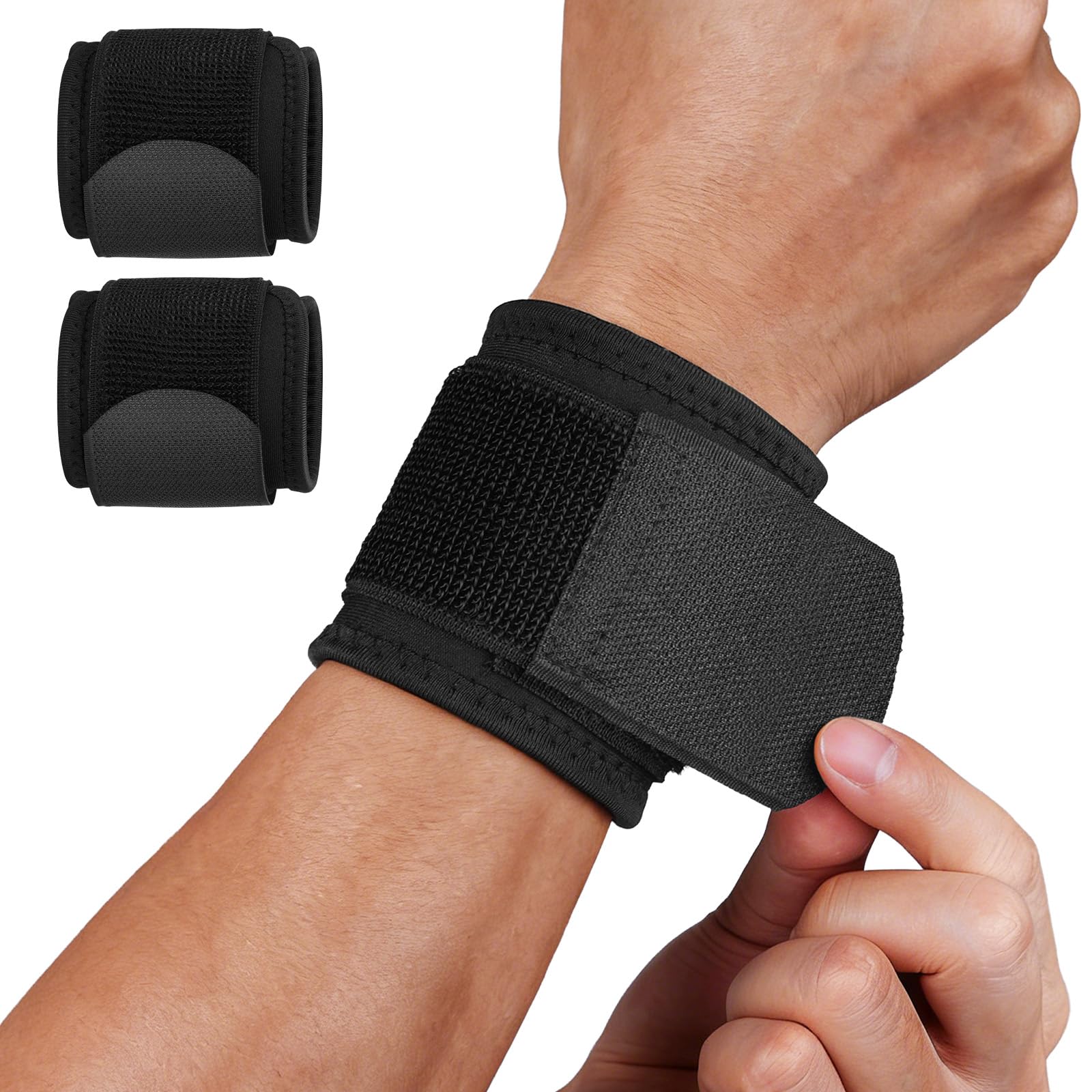 HOTUT Polsiere Palestra Regolabile,2 Pezzi Fasce per Stabilità del Polso,Polsini per Allenamento,Polsiere Palestra Uomo per Sollevamento Pesi,Fitness,Gym,Powerlifting,Bodybuilding,Calistenics