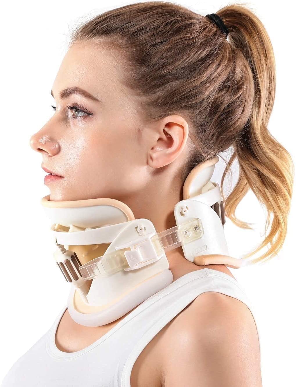 Collarín ortopédico Dispositivo de tracción Cervical para el Cuello|Soporte Ajustable para el Cuello|Alivia el Dolor de Cuello y la presión de la Columna
