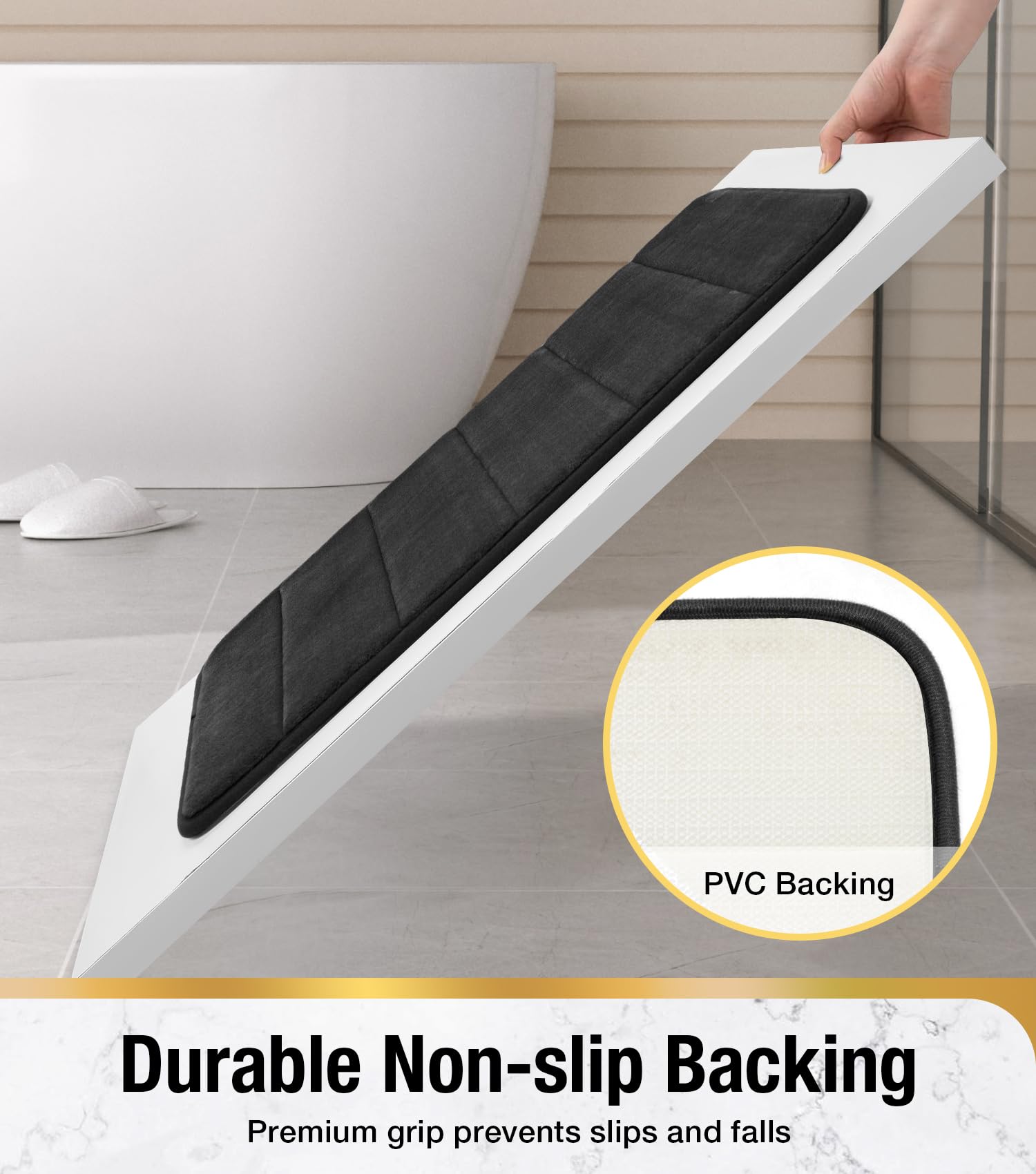 HITSLAM Memory Foam Bath Mat Non Slip, 40 x 60cm Absorbent Bathroom Mat - Image 4