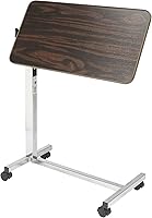 Vista 4 de Drive Medical Mesa inclinable sobre cama con ruedas, nogal