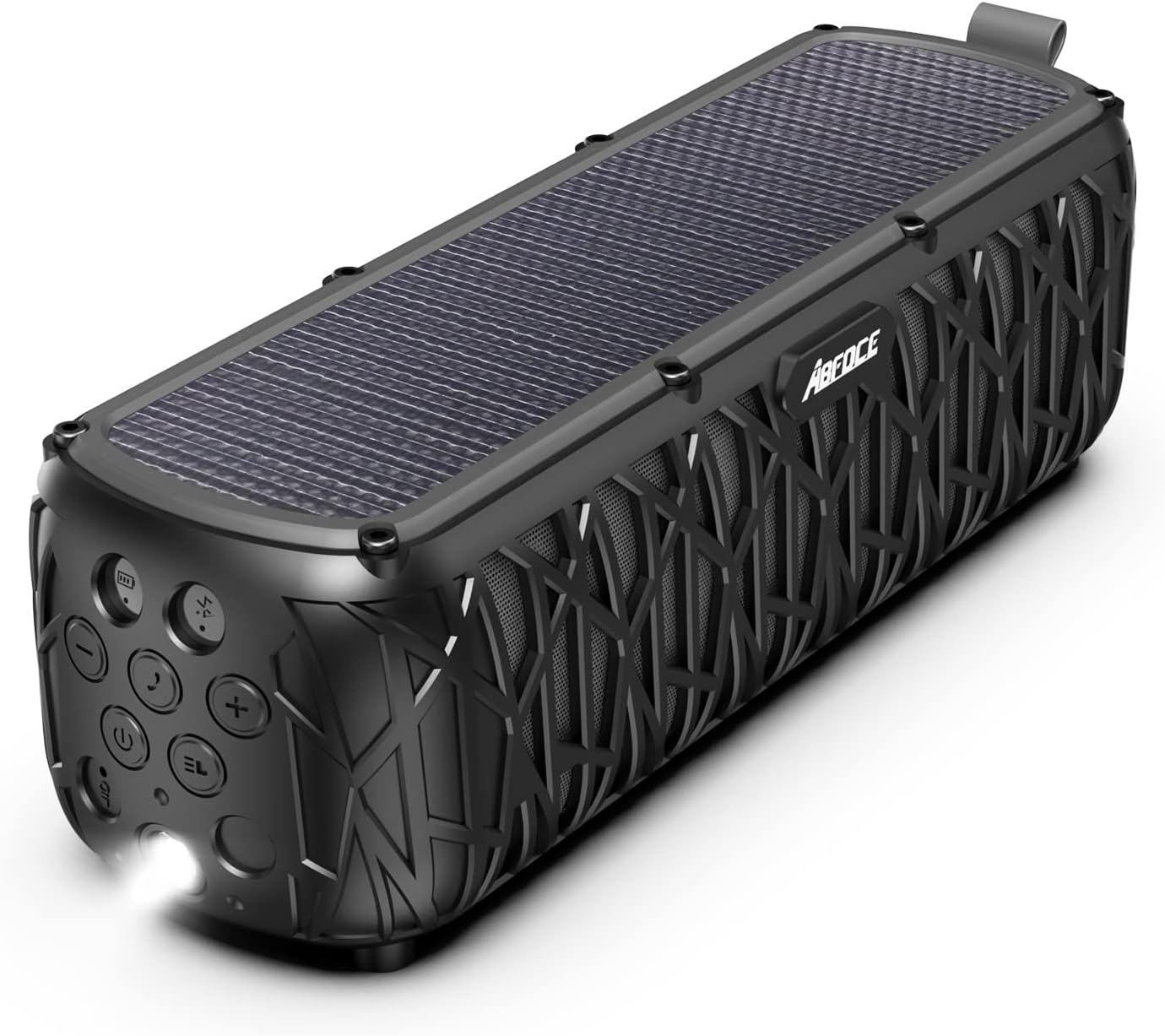 Portable Bluetooth Speakers, Wireless Solar Speaker V5.0 | 20W Loud Stereo Sound, 60H Playtime, IPX6 Waterproof, with Mic, and Flashlight for Party, Camping, Beach, Biking, Gift
