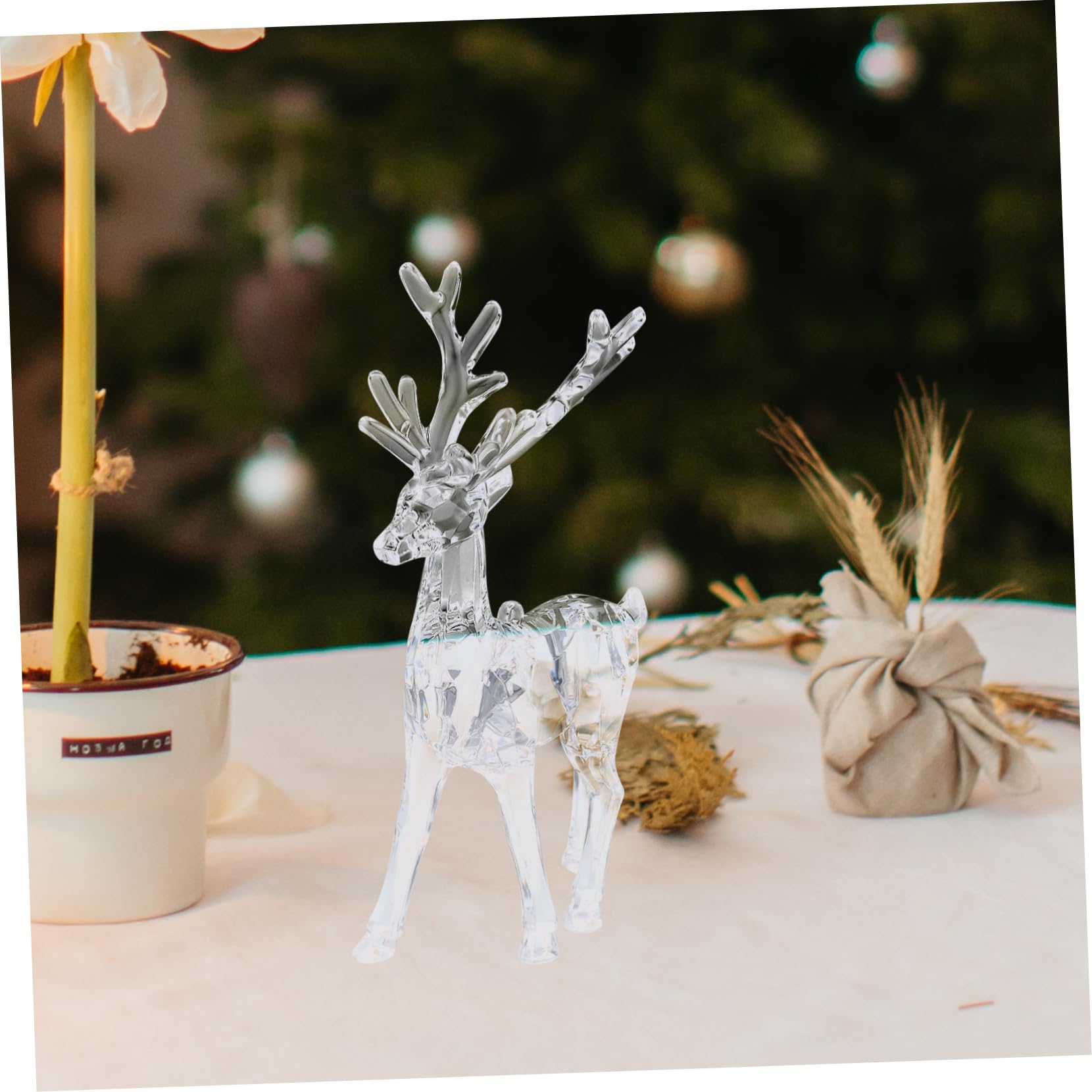 10piezas Esculturas De Acrílico De para Decoración Navideña Adorno De Elk Transparente para y