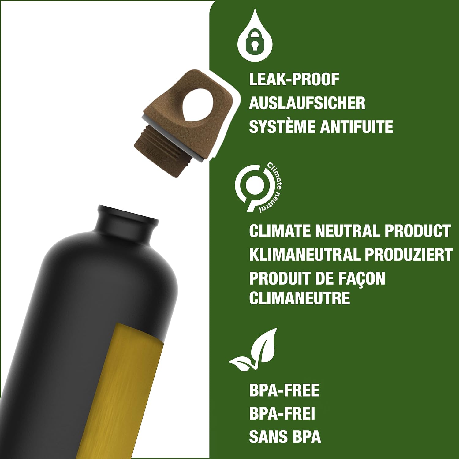 Recycled Metal Water Bottle - Traveller MyPlanet - Made in Switzerland - Carbonated Drinks - Lightweight 20, 34Oz