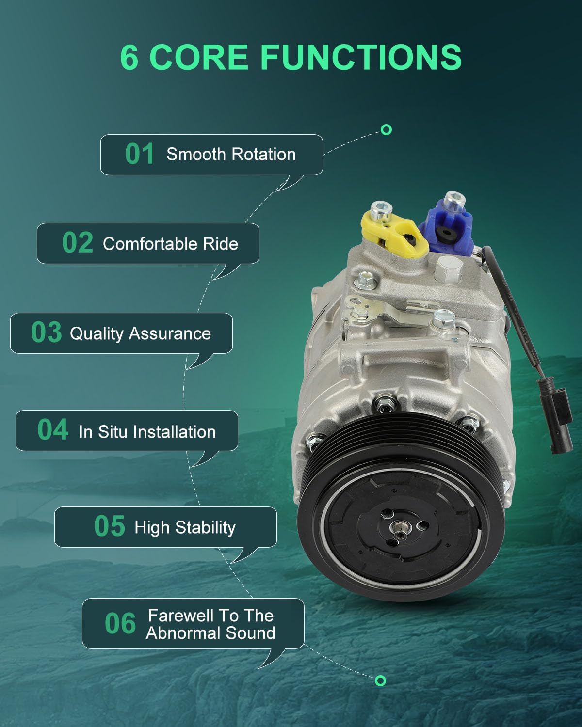 SCITOO AC Compressor for BMW 535i 3.0L for BMW 535i xDrive 3.0L for BMW 535xi 3.0L 2008-2010(64526980085 64529174804 64529195721)
