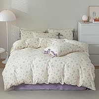 Vista 331 de 3 piezas de juego de funda de edredón tamaño individual XL, funda de edredón blanca con estampado floral azul, ropa de cama coquette de algodón